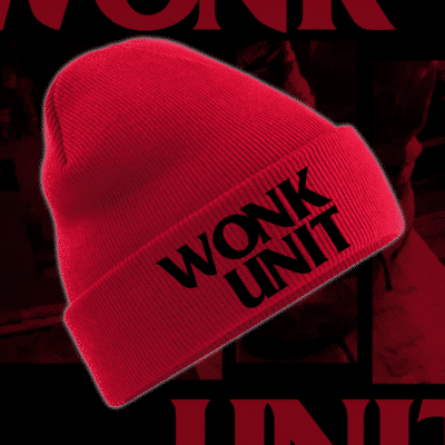 wonk unit black n red beanie