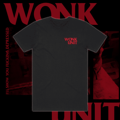 wonk unit depressed black red tshirt front